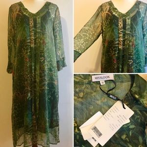 NWT MISSLOOK Flowy Sheer Floral Dress w/ Slip